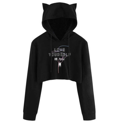 BTS Cat ear print drawstring Long Sleeve Cropped Hoodies Sweatshirt Women Cat Hooded Pullover Crop Tops Clothes harajuku
BTS Cat ear print drawstring Long Sleeve Cropped Hoodies Sweatshirt Women Cat Hooded Pullover Crop Tops Clothes harajuku