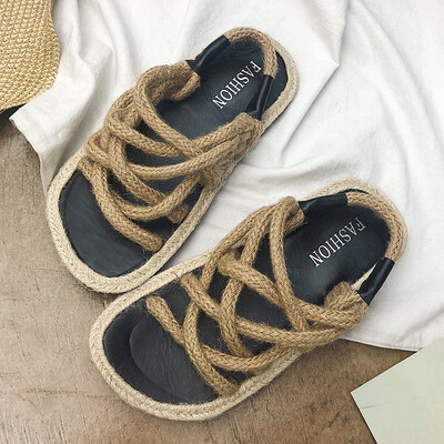With flat ins sandals women Joker straw sandals hemp rope sandals cross strap womens shoes in summer
With flat ins sandals women Joker straw sandals hemp rope sandals cross strap womens shoes in summer