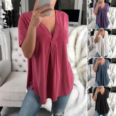 US Womens Summer Short Sleeve Casual Baggy Blouse Lady Plus Size T-shirt Tops
US Womens Summer Short Sleeve Casual Baggy Blouse Lady Plus Size T-shirt Tops