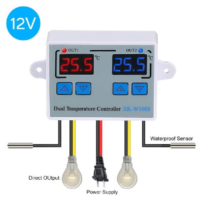 Dual Digital Thermostat Temperature Controller Two Relay Output Thermoregulator for incubator Heating Cooling XK-W1088 AC110-220V
Dual Digital Thermostat Temperature Controller Two Relay Output Thermoregulator for incubator Heating Cooling XK-W1088 AC110-220V