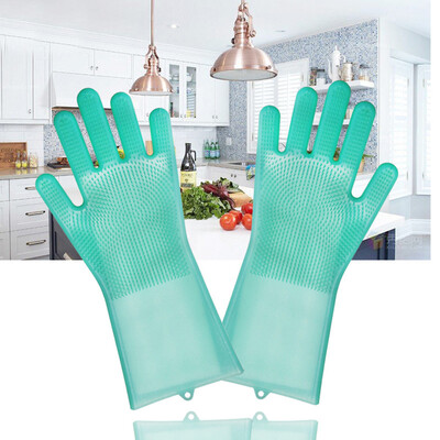 Toponeto Magic Reusable Silicone Gloves Cleaning Brush Scrubber Gloves Heat Resistant GN