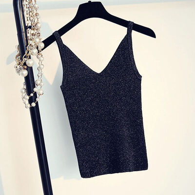 Women V-Collar Slim Bright Knitting Vest Bottoming Stretch Sleeveless Sling Bottoming Camisole
Women V-Collar Slim Bright Knitting Vest Bottoming Stretch Sleeveless Sling Bottoming Camisole