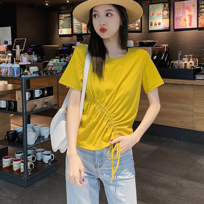 Slim Drawstring Design Womens Tees Simple Casual Solid Color Short Sleeve Round Neck Tops
Slim Drawstring Design Womens Tees Simple Casual Solid Color Short Sleeve Round Neck Tops