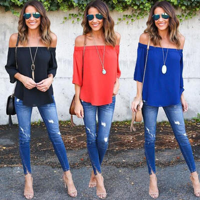 New Popular fashion women´s off-shoulder shirt long-sleeved shirt one-shoulder casual shirt loose T-shirt
New Popular fashion women´s off-shoulder shirt long-sleeved shirt one-shoulder casual shirt loose T-shirt