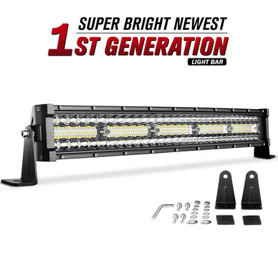 TRI-Row 22 inch 450W Curved LED Light Bar Work Spot Flood Truck Offroad MPV 22"