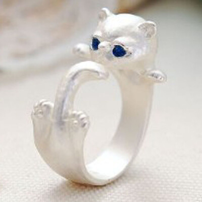 Adjustable Rings Fashion Cute Silver Cat Shape Adjustable Rings Lovely Jewelry