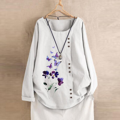 Gobestart Plus Size Women Long Sleeve Cotton Linen O-Neck Botton Blouse Top T-Shirt
Gobestart Plus Size Women Long Sleeve Cotton Linen O-Neck Botton Blouse Top T-Shirt