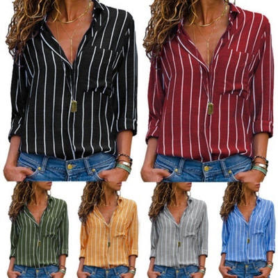 Women´s Loose Tops Shirts Ladies V-Neck Striped Long Sleeve Shirt Casual Blouse 6 Colors -XXL
Women´s Loose Tops Shirts Ladies V-Neck Striped Long Sleeve Shirt Casual Blouse 6 Colors -XXL