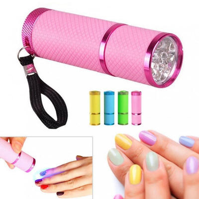 Mini UV Gel Curing Lamp Portability Nail Dryer LED Flashlight Currency Detector 9 LED Aluminum Alloy Not Includ Battery