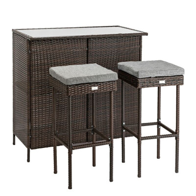 3-Piece Wicker Bar Set Patio Bistro Table&Two Stools Outdoor Furniture Garden Modern Style Brown
3-Piece Wicker Bar Set Patio Bistro Table&Two Stools Outdoor Furniture Garden Modern Style Brown