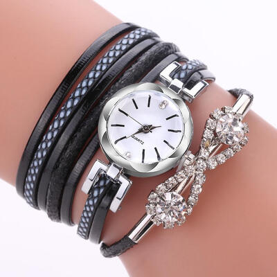 2018 Bracelet Stainless Steel luxury Wrist Watch Analog Alloy Gift Quartz Leather Womens Unisex Retro Casual Faux Watch D