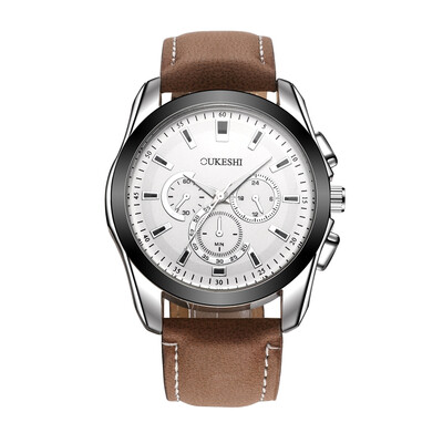 OUKESHI New Style Fashion Men Quartz Leather Watch with Rotatable Bezel Decorative Sub-dials
OUKESHI New Style Fashion Men Quartz Leather Watch with Rotatable Bezel Decorative Sub-dials