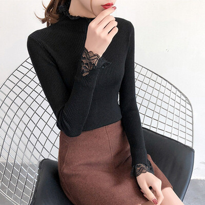 Autumn Winter Women Sweaters Lace Patchwork Knitted Pullover Women Turtleneck Lady Pullovers Female Jumper Pull Femme
Autumn Winter Women Sweaters Lace Patchwork Knitted Pullover Women Turtleneck Lady Pullovers Female Jumper Pull Femme