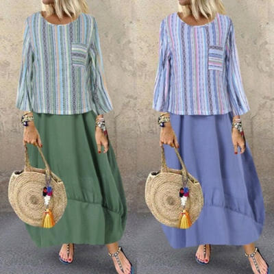 Women Summer Boho Striped Tops Maxi Dress Evening Cocktail Party Beach Dress Sundress
Women Summer Boho Striped Tops Maxi Dress Evening Cocktail Party Beach Dress Sundress