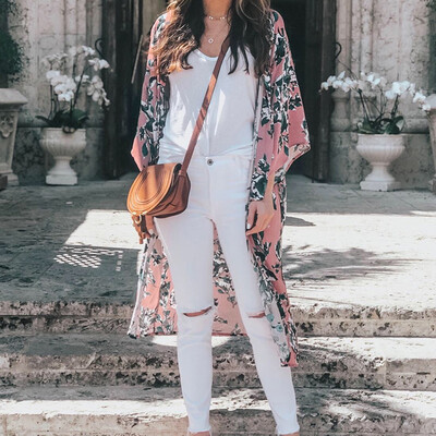 Women Kimono Cardigan Floral Print 34 Sleeves Boho Loose Long Bikini Cover Ups Beachwear
Women Kimono Cardigan Floral Print 34 Sleeves Boho Loose Long Bikini Cover Ups Beachwear