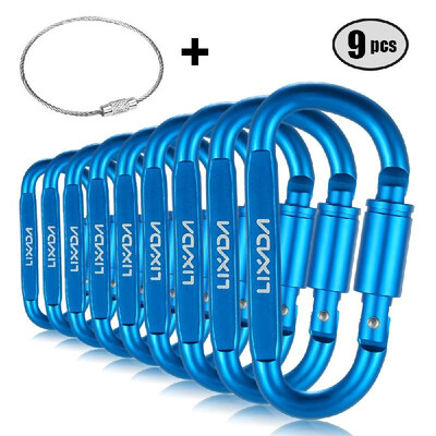 Lixada 9 Pack Aluminum Alloy D-ring Locking Carabiner Clip Set Screw Lock Hanging Hook Buckle Keychain with Steel Wire Ring for Ou
Lixada 9 Pack Aluminum Alloy D-ring Locking Carabiner Clip Set Screw Lock Hanging Hook Buckle Keychain with Steel Wire Ring for Ou