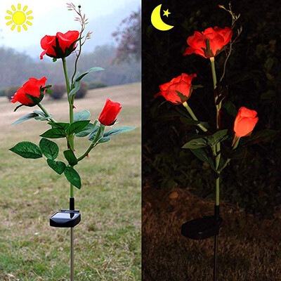 Gobestart Solar Garden Rose Light Solar Powered Garden Flower LightsWaterproof