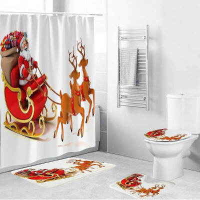 4 Piece Christmas Theme Bathroom Decoration Non Slip Rug Toliet Cover Bath Mat Shower Curtain
4 Piece Christmas Theme Bathroom Decoration Non Slip Rug Toliet Cover Bath Mat Shower Curtain