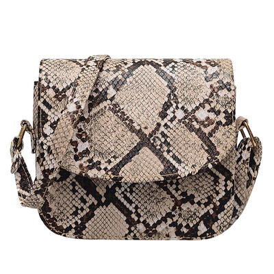 Snake Print Shoulder Messenger Handbags Women Leather Flap Crossbody Bags