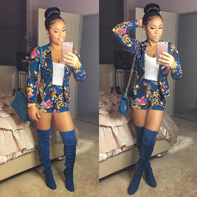 Fashion Women Floral Printed Blazer Set Long Sleeve Two Piece Track Suits Tops Short Pants Blue
Fashion Women Floral Printed Blazer Set Long Sleeve Two Piece Track Suits Tops Short Pants Blue
