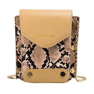 Fashion Serpentine Print Shoulder Bag Women PU Leather Chain Crossbody Bags