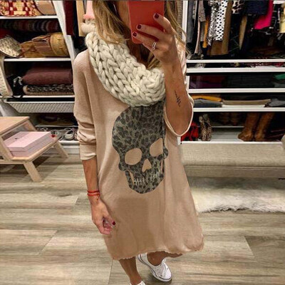 Tailored Women Autumn Skull Print Solid Color Long Sleeves Loose O Neck Casual Mini Dress
Tailored Women Autumn Skull Print Solid Color Long Sleeves Loose O Neck Casual Mini Dress