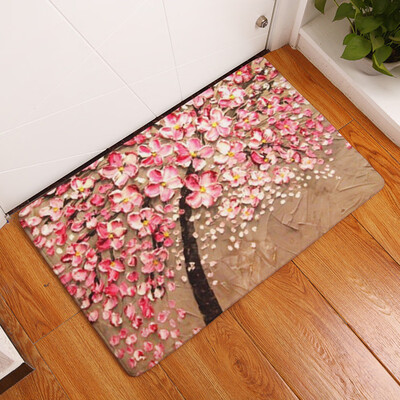 Toponeto Oil Painting Tree Bath Mats Bedroom Carpets Door Mats Non-Slip