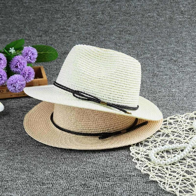 Fashion Unisex Straw Hat Solid Color Wide Brim Braided Belt Summer Beach Hat Panama Hat WhiteBeige
Fashion Unisex Straw Hat Solid Color Wide Brim Braided Belt Summer Beach Hat Panama Hat WhiteBeige