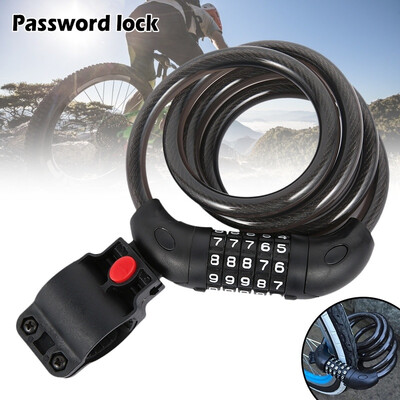 Bike Lock Cable Bicycle Chain Lock with 5-Digit Resettable Password Mounting Bracket
Bike Lock Cable Bicycle Chain Lock with 5-Digit Resettable Password Mounting Bracket