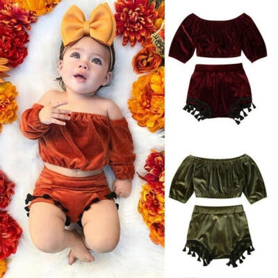 0-24 Months Baby Girls Clothes Sets Off Shoulder Velvet Outfits Long Sleeve T Shirt Tops Tassel Shorts Pants Sunsuit
0-24 Months Baby Girls Clothes Sets Off Shoulder Velvet Outfits Long Sleeve T Shirt Tops Tassel Shorts Pants Sunsuit