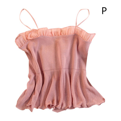 Sweet Tank Top Cute Girl Style Camisole Fashion Novel Tops Women Folds Decorative Camisole Knitted Womens Camisole
Sweet Tank Top Cute Girl Style Camisole Fashion Novel Tops Women Folds Decorative Camisole Knitted Womens Camisole