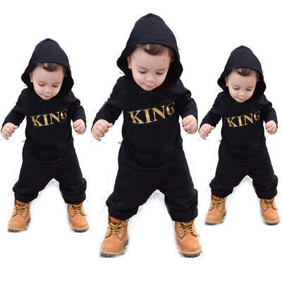 Newborn Infant Baby Boy Girls Kids King Romper Jumpsuit Bodysuit Clothes Outfits