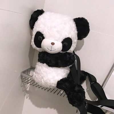 Cute Women Backpack Plush 3D Panda Animal Adjustable Shoulder Strap Girl Schoolbag Travel Shoulder Bag