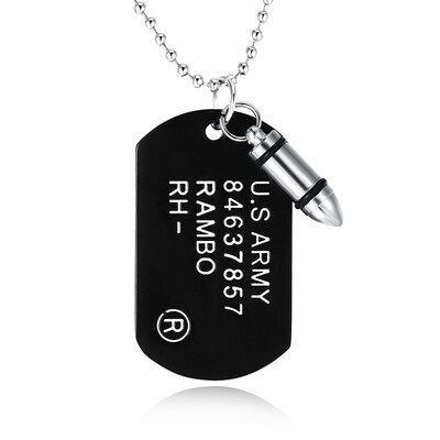 Sale Men Military Army Bullet Pendant Necklace Dog Tags Male Chain Pendant Necklace Jewelry Gift Drop Shipping
Sale Men Military Army Bullet Pendant Necklace Dog Tags Male Chain Pendant Necklace Jewelry Gift Drop Shipping