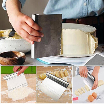 Stainless Steel Smoother Edge Cake Scraper Kitchen Flour Pastry Cake Tool New