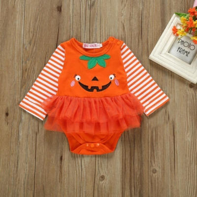 Infant Baby Girl Halloween Outfit Costumes Newborn Long Sleeve Pumpkin Striped Romper Dress Tutu Skirt Clothes
Infant Baby Girl Halloween Outfit Costumes Newborn Long Sleeve Pumpkin Striped Romper Dress Tutu Skirt Clothes
