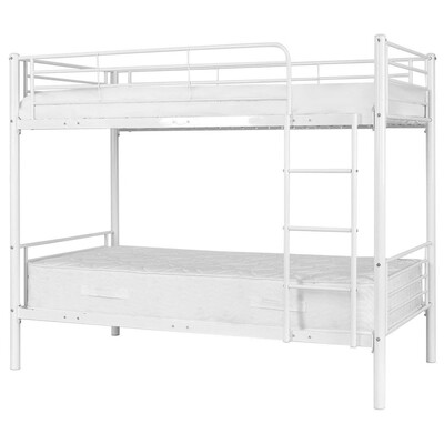 Metal Twin Over Twin Bunk Beds w a Ladder-White