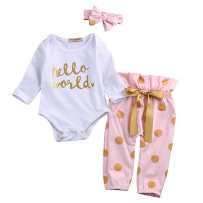 3PCS Infant Newborn Baby Girls Long Sleeve Cotton Rompers Polka Dot Pants Headband Clothes Outfits Set
3PCS Infant Newborn Baby Girls Long Sleeve Cotton Rompers Polka Dot Pants Headband Clothes Outfits Set