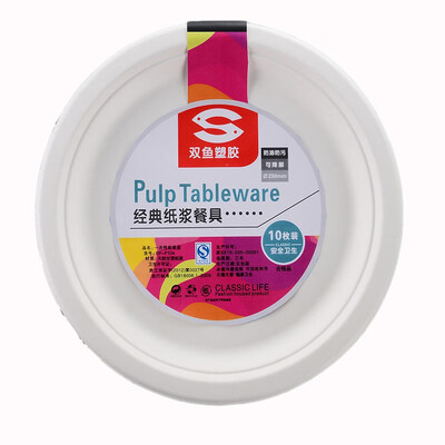 SHUANG YU 9" Sugarcane Pulp Tray 10 Disposable Plate 13414 
SHUANG YU 9" Sugarcane Pulp Tray 10 Disposable Plate 13414
