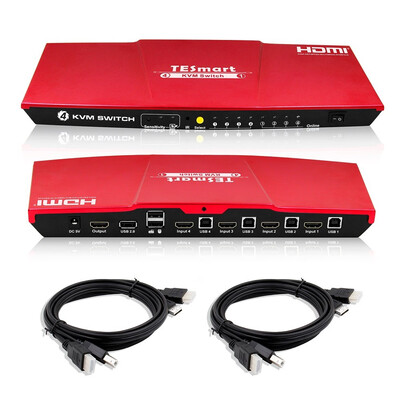 TESmart KVM Switch HDMI 4K 4 Input 1 Output 3840x216030Hz with 2 Pcs 5ft15m KVM Cables Supports USB 20 Device
TESmart KVM Switch HDMI 4K 4 Input 1 Output 3840x216030Hz with 2 Pcs 5ft15m KVM Cables Supports USB 20 Device
