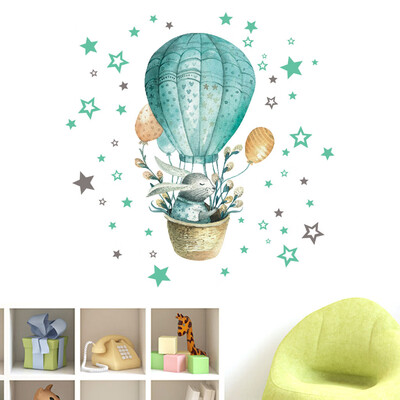 Siaonvr Hot Air Rabbit PVC Sticker Wall Sticker Wallpaper Living Room Decoration