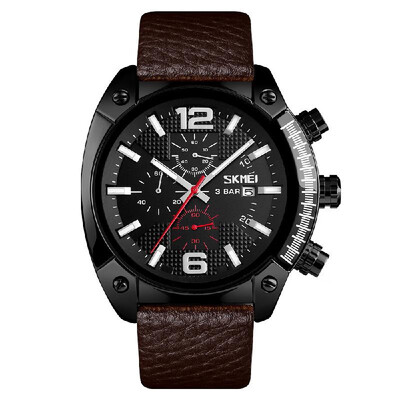 SKMEI 9190 Modern Multifunctional Quartz Mens Watch 3ATM Waterproof Big Face Casual Business Male Watch Luminous Day Date Chronog