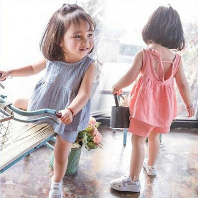 Kids Baby Girls Summer Clothes Sleeveless Backless Lacing Tops Dress Tie-in Dress Shorts Casual Outfits Set Beachwear SunSuit
Kids Baby Girls Summer Clothes Sleeveless Backless Lacing Tops Dress Tie-in Dress Shorts Casual Outfits Set Beachwear SunSuit