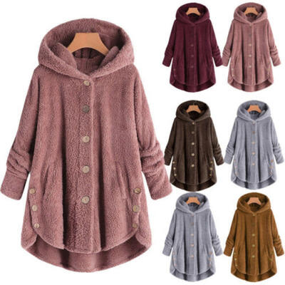 Women Ladies Warm Hood Coat Teddy Bear Fleece Top Button Jacket Oversize Outwear
Women Ladies Warm Hood Coat Teddy Bear Fleece Top Button Jacket Oversize Outwear