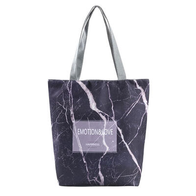 Fashion Women Marble Floral Print Handbag Casual Shoulder Shopping Bags