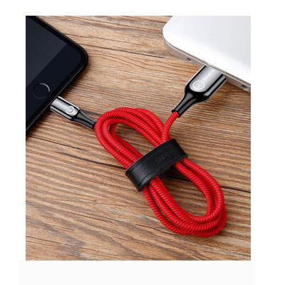 BASEUS Portable Premium USB To Lightning 24A Fast Charging Data Cable With C- Shaped Light Smart Power-Cut Function