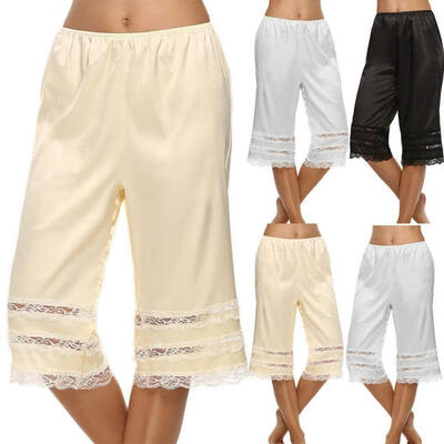 Slips Loose Women Satin Pettipants Lace Trimming Patchwork Solid Culottse Elastic Waist Bloomer 
Slips Loose Women Satin Pettipants Lace Trimming Patchwork Solid Culottse Elastic Waist Bloomer