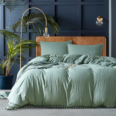 Neillie ball side quilt cover suit bedding three piece set American size pure color bed goods
Neillie ball side quilt cover suit bedding three piece set American size pure color bed goods