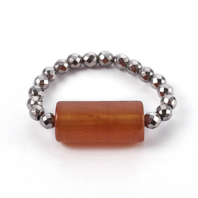 Natural Carnelian Stretch Rings with Electroplate Non-magnetic Synthetic Hematite Beads Column 23mm
Natural Carnelian Stretch Rings with Electroplate Non-magnetic Synthetic Hematite Beads Column 23mm