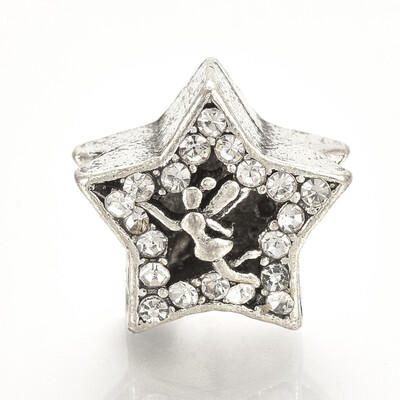 Alloy Rhinestone European Beads Large Hole Beads Star with Fairy Antique Silver Crystal 12x125x85mm Hole 5mm
Alloy Rhinestone European Beads Large Hole Beads Star with Fairy Antique Silver Crystal 12x125x85mm Hole 5mm